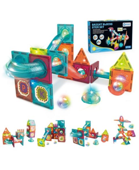 Детские конструкторы Contixo Glow-in-the-Dark Marble Run Magnetic Tile Set ST15, 65-Piece Building Set, Ages 3+
