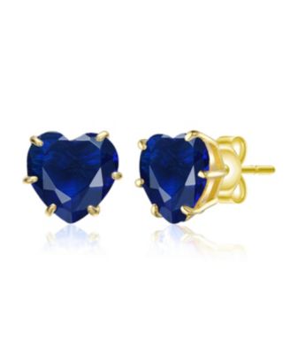 Heart-Shaped Colored Cubic Zirconia Stud Earrings