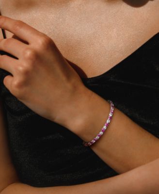 Lab Created Gemstone Flex Bracelet in Sterling Silver