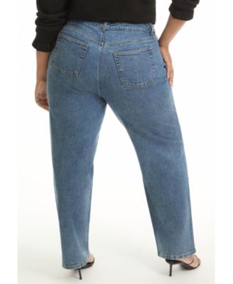 Women's June + Vie Curvie-Fit High-Rise Straight-Leg Stretch Jeans
