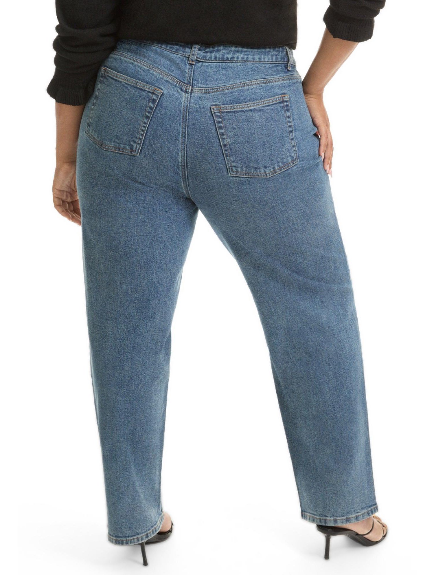 Women's June and Vie Curvie-Fit High-Rise Straight-Leg Stretch Jeans