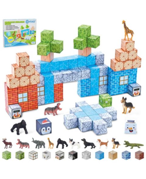 Детский конструктор Contixo Animal Magnetic Blocks 100-Piece Building Set, Ages 3-12
