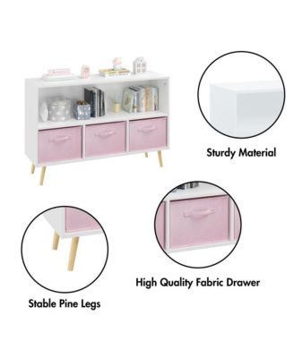 Kids bookcase with Collapsible Fabric Drawers, Children's Book Display, Toy Storage Cabinet Organizer