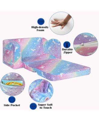 Perfect Sleeper Extra Convertible Sofa to Lounger, Comfy 2-in-1 Flip Open Couch Sleeper for Kids Pink Small Sofa