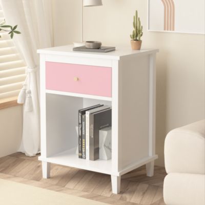 26.77''H Wooden One Drawer One Shelf for Kids Nightstand
