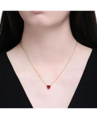 Heart-Shaped Colored Cubic Zirconia Solitaire Necklace