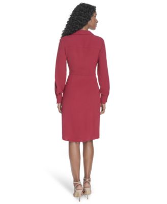 Women's Collared Long-Sleeve A-Line Dress