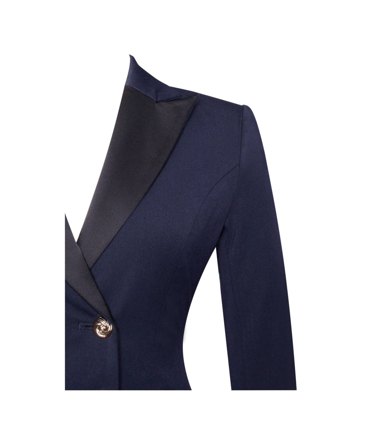 Женский пиджак Miss Circle Women Nasia Navy Blue Double Breast Backless Blazer, цвет: Тёмно-синий — фото 10