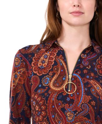 Petite Collared 3/4-Sleeve Jersey Shift Dress