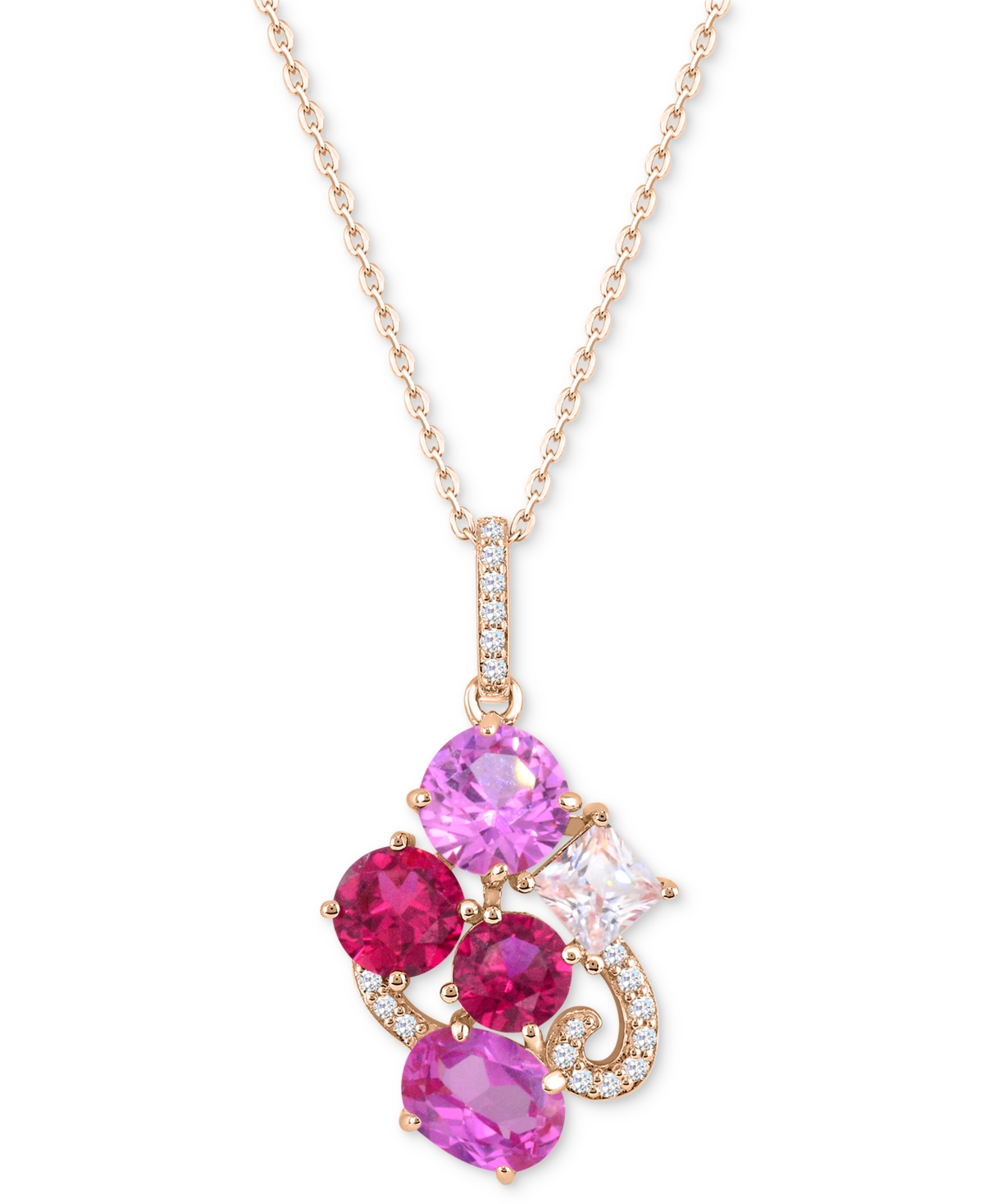 Macy's Multi-gemstone 4-1/2 Ct. T.w. Statement Pendant In 14k Gold-plated Sterling Silver