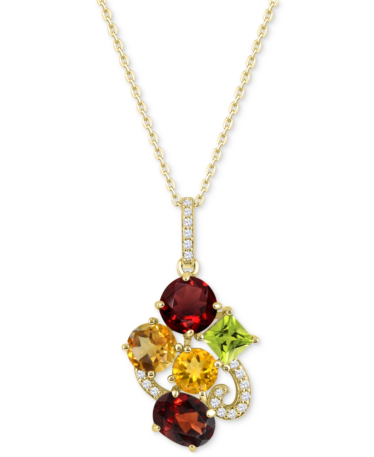 Macy's Multi-gemstone 4-1/2 Ct. T.w. Statement Pendant In 14k Gold-plated Sterling Silver