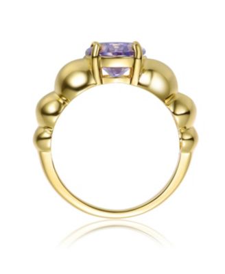 14K Gold Plated with Purple Cubic Zirconia Cocktail Ring