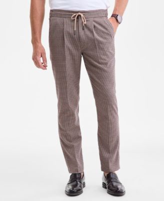 Men's Checked Plaid Pull-On Drawstring Trousers