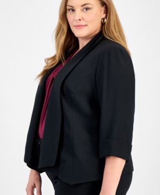 Plus Size Open-Front Soft Blazer 