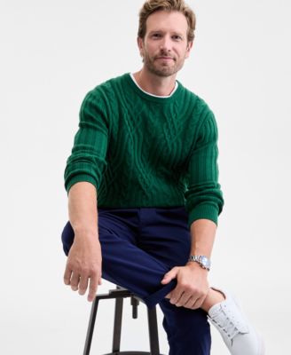 Men's Mixed Cable-Knit Crewneck Sweater, Macy's Exclusive