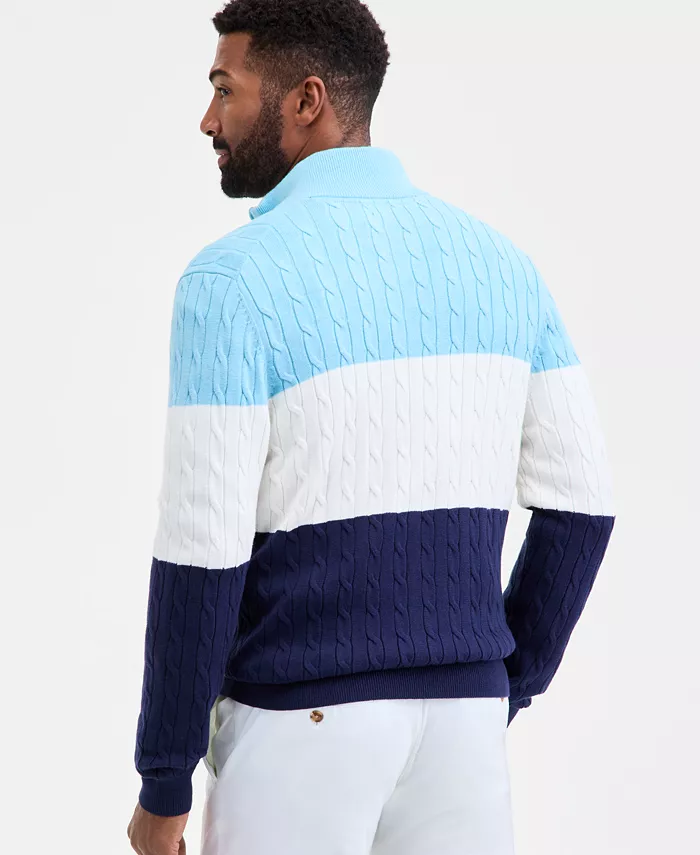 Men's Colorblocked Cable-Knit Full-Zip Sweater - thumbnail 2