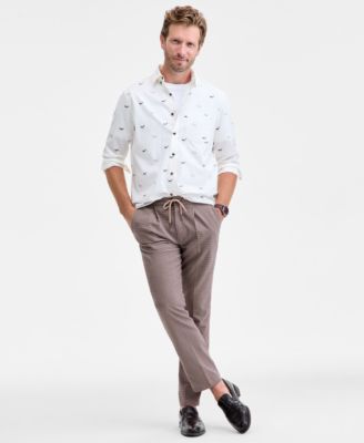 Men's Basset Hound Print Brushed Cotton Button-Down Shirt, Macy's Exclusive