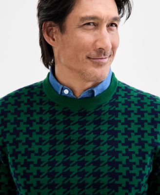 Men's Houndstooth Crewneck Sweater, Macy's Exclusive