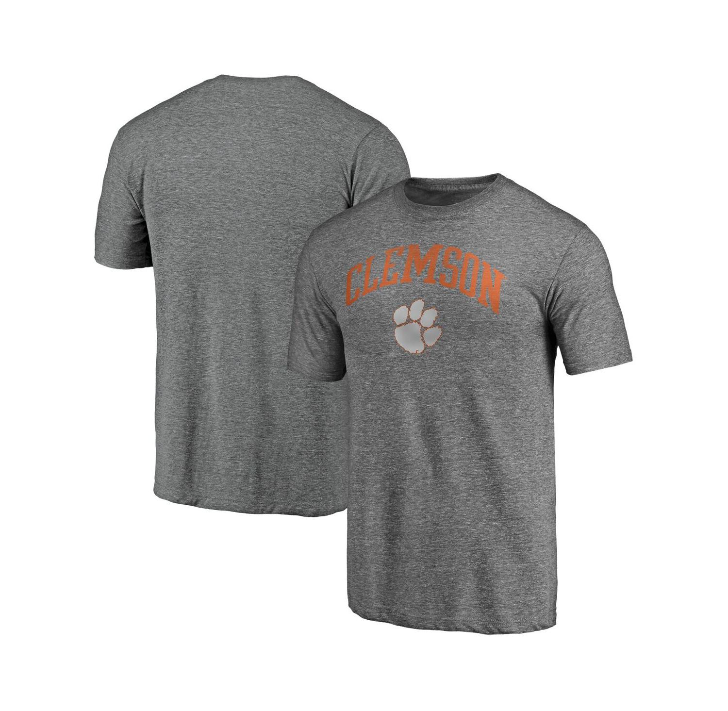 Mto Label Men's Heather Gray Clemson Tigers Arched City Tri-Blend T-Shirt