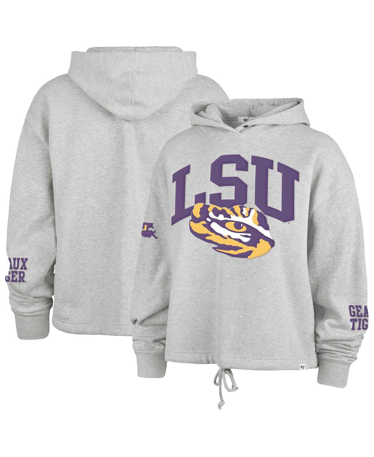 Women's Heather Gray Lsu Tigers High Hopes Long Sleeve Cropped Hoodie - Heather Gray