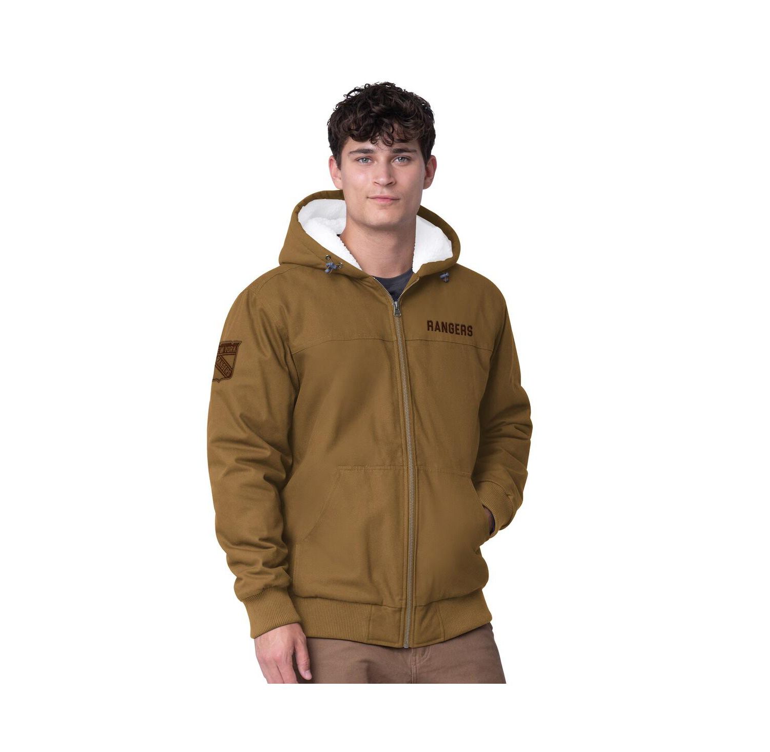 Men's Tan New York Rangers Build Up Full-Zip Hoodie Jacket