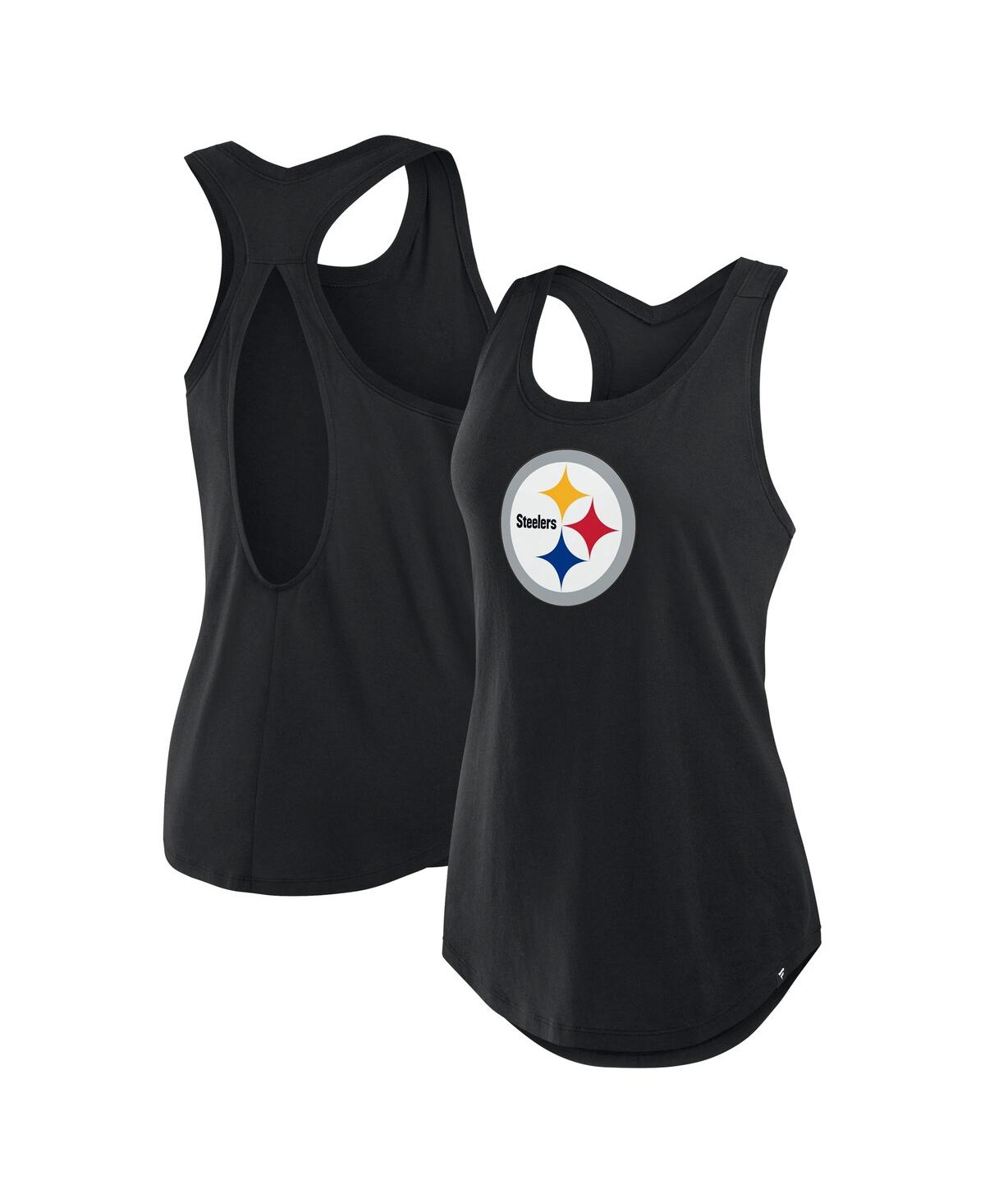 Women's Black Pittsburgh Steelers Iron Fan Tank Top - Black