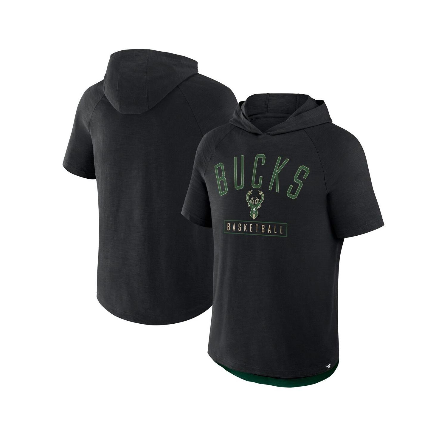 Men's Black Milwaukee Bucks Pass Legend Raglan Hoodie T-Shirt