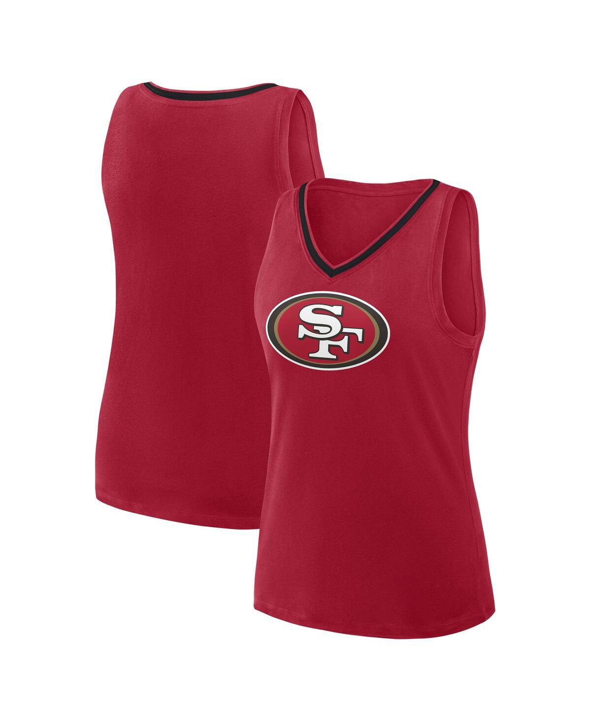 Women's Scarlet San Francisco 49ers Stellar Win V-Neck Tank Top - Scarlet