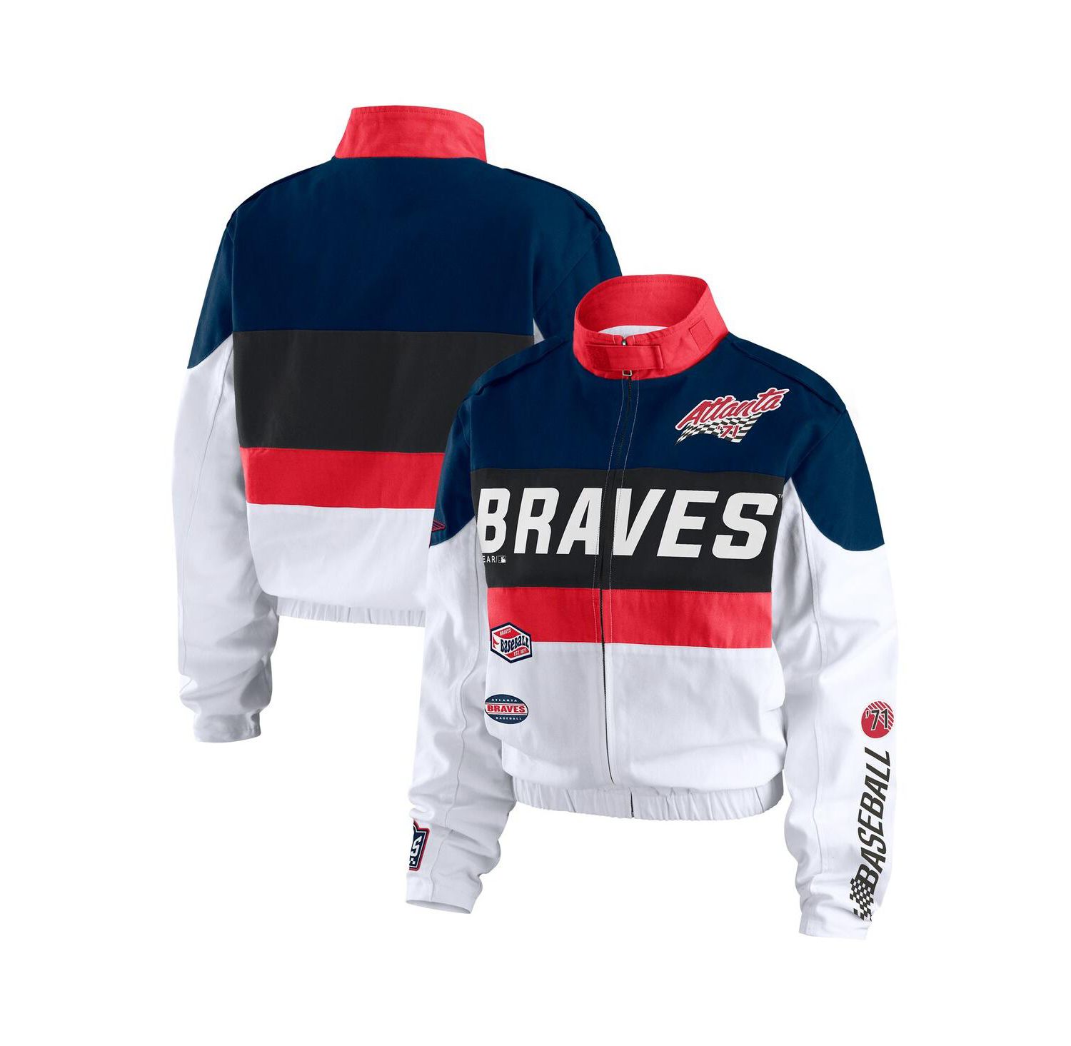 Women's Navy/White Atlanta Braves Racing Full-Zip Jacket
