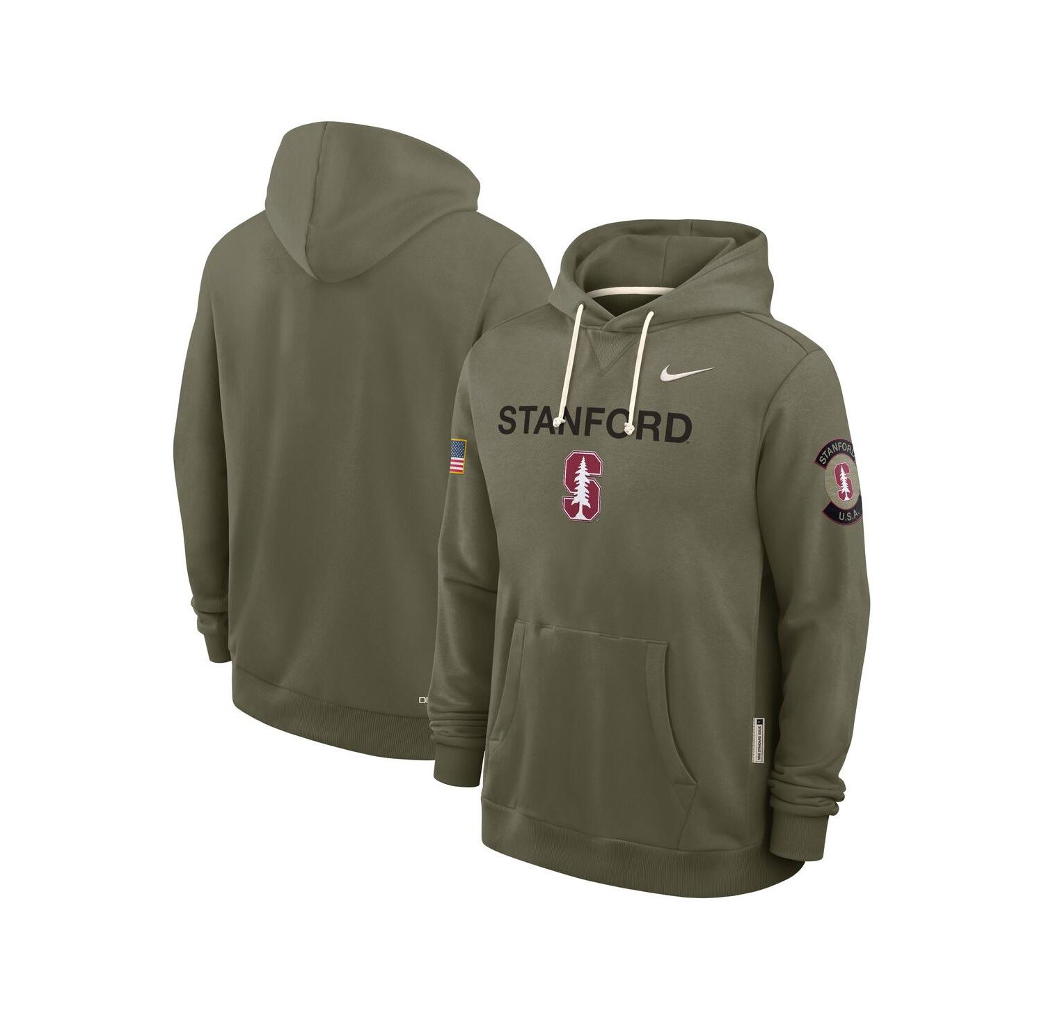 Men's Olive Stanford Cardinal 2025 Military Appreciation Performance Pullover Hoodie