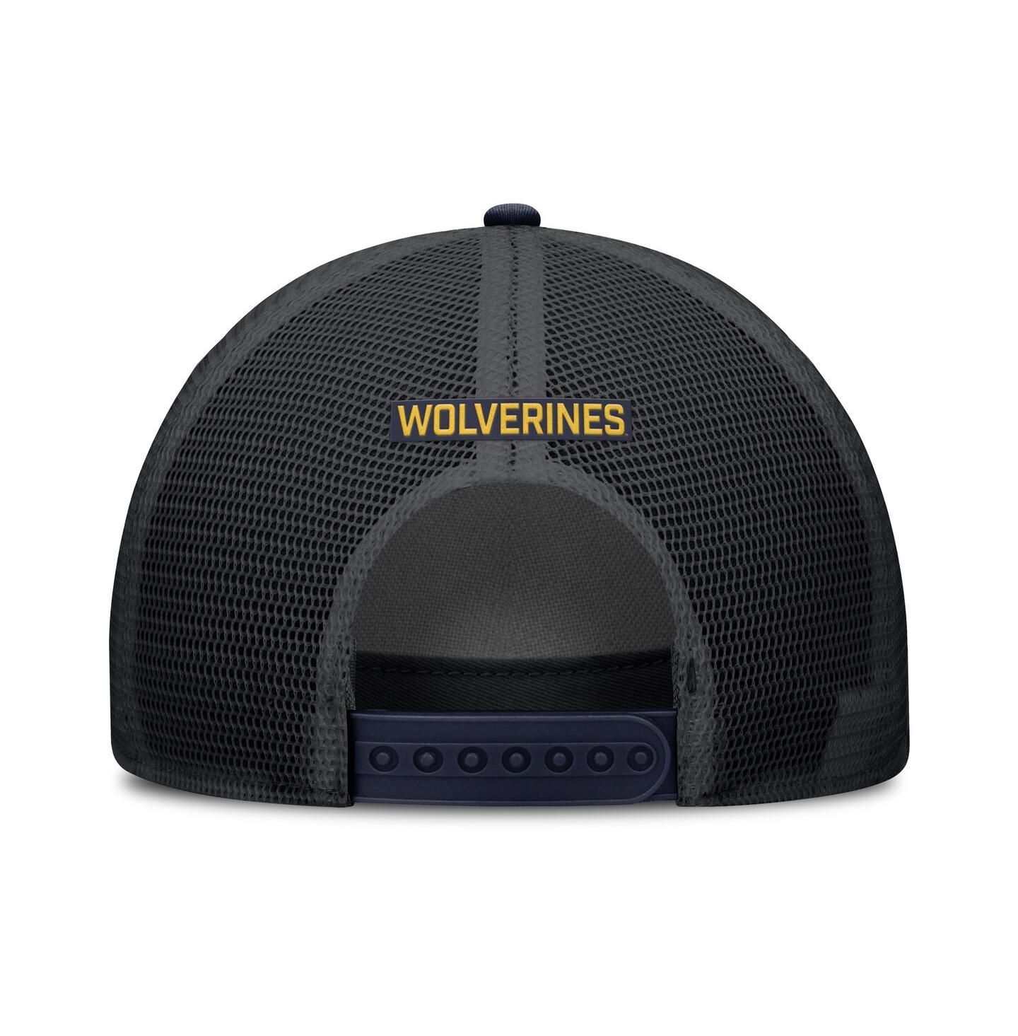 Мужская кепка Jordan Navy Michigan Wolverines Rise Primetime Trucker Adjustable Hat — фото 3