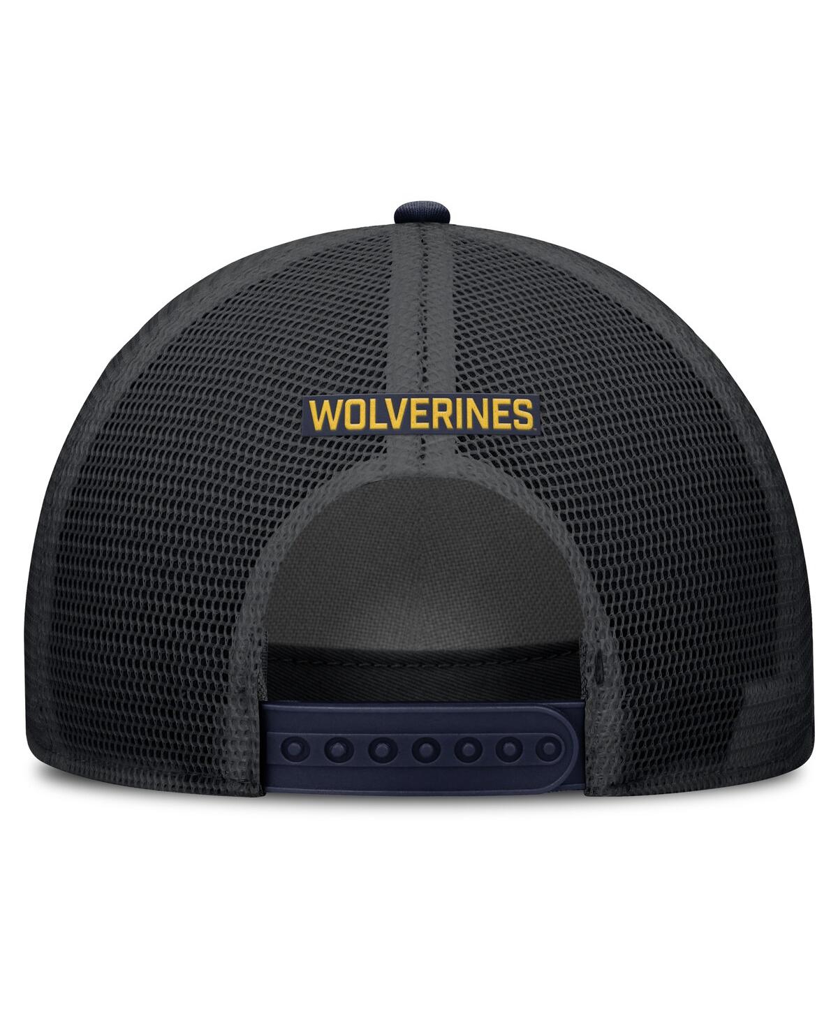 Jordan Men's Navy Michigan Wolverines Rise Primetime Trucker Adjustable Hat In Blue