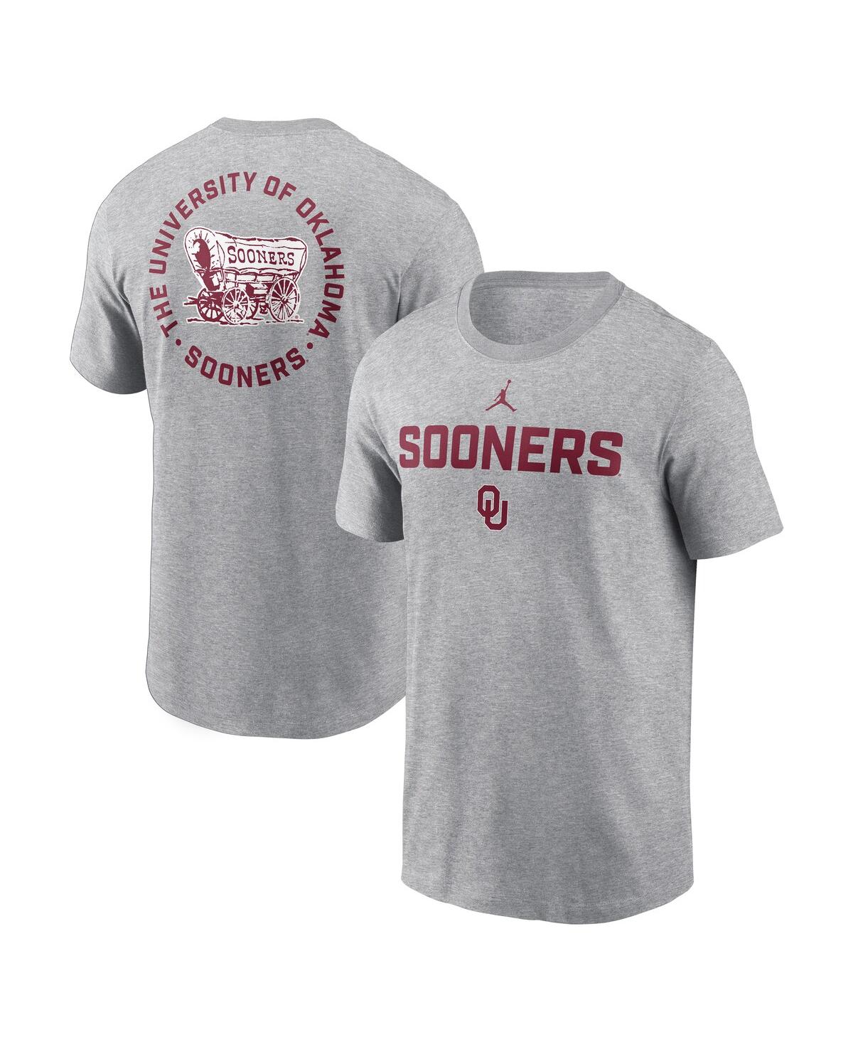 Jordan Men's Heather Gray Oklahoma Sooners Campus 2-hit T-shirt In Gray