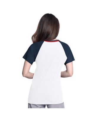 Women's White/Navy Boston Red Sox Ball Park Raglan V-Neck T-Shirt