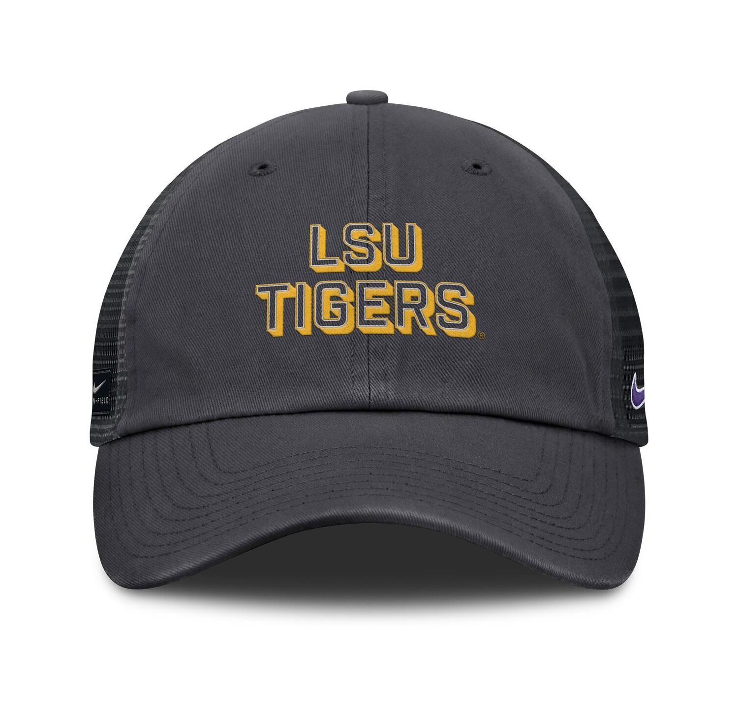 Men's Anthracite LSU Tigers 2025 Gameday On-Field Club Adjustable Trucker Hat