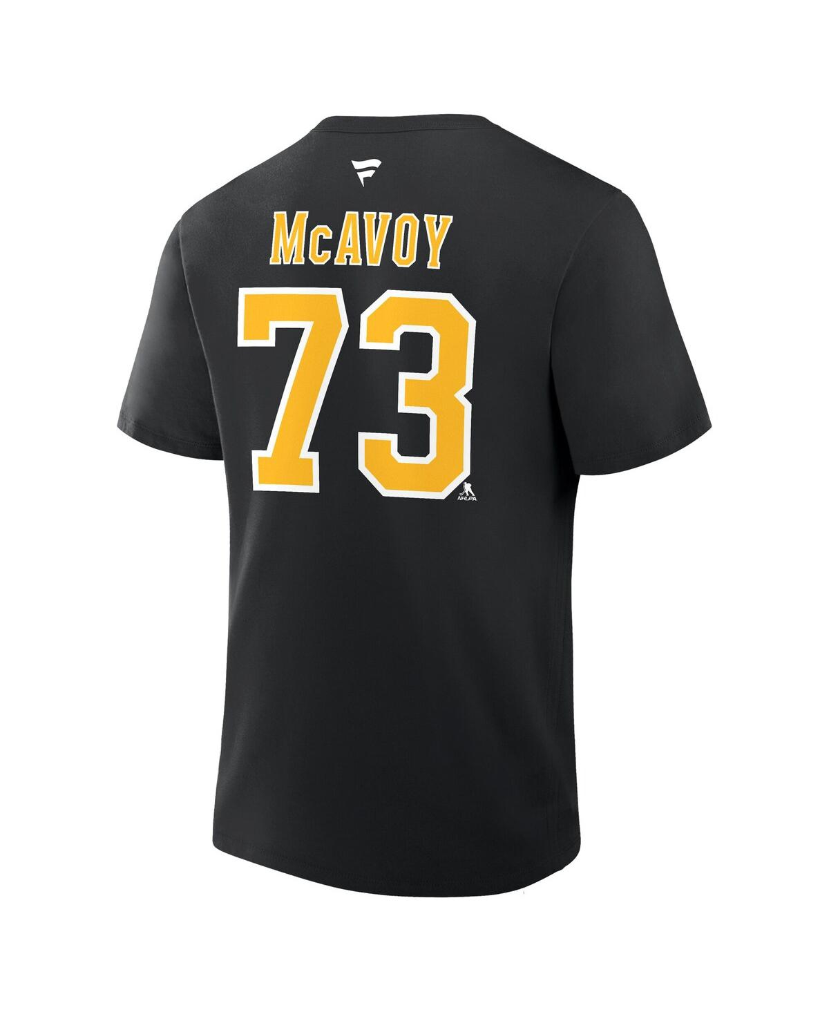 Fanatics Men's Charlie Mcavoy Black Boston Bruins Authentic Stack Name Number T-shirt In Black
