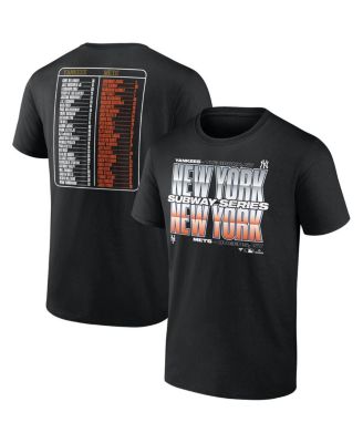 Fanatics - Men's Black New York Yankees vs. New York Mets 2025 Subway Series Roster T-Shirt