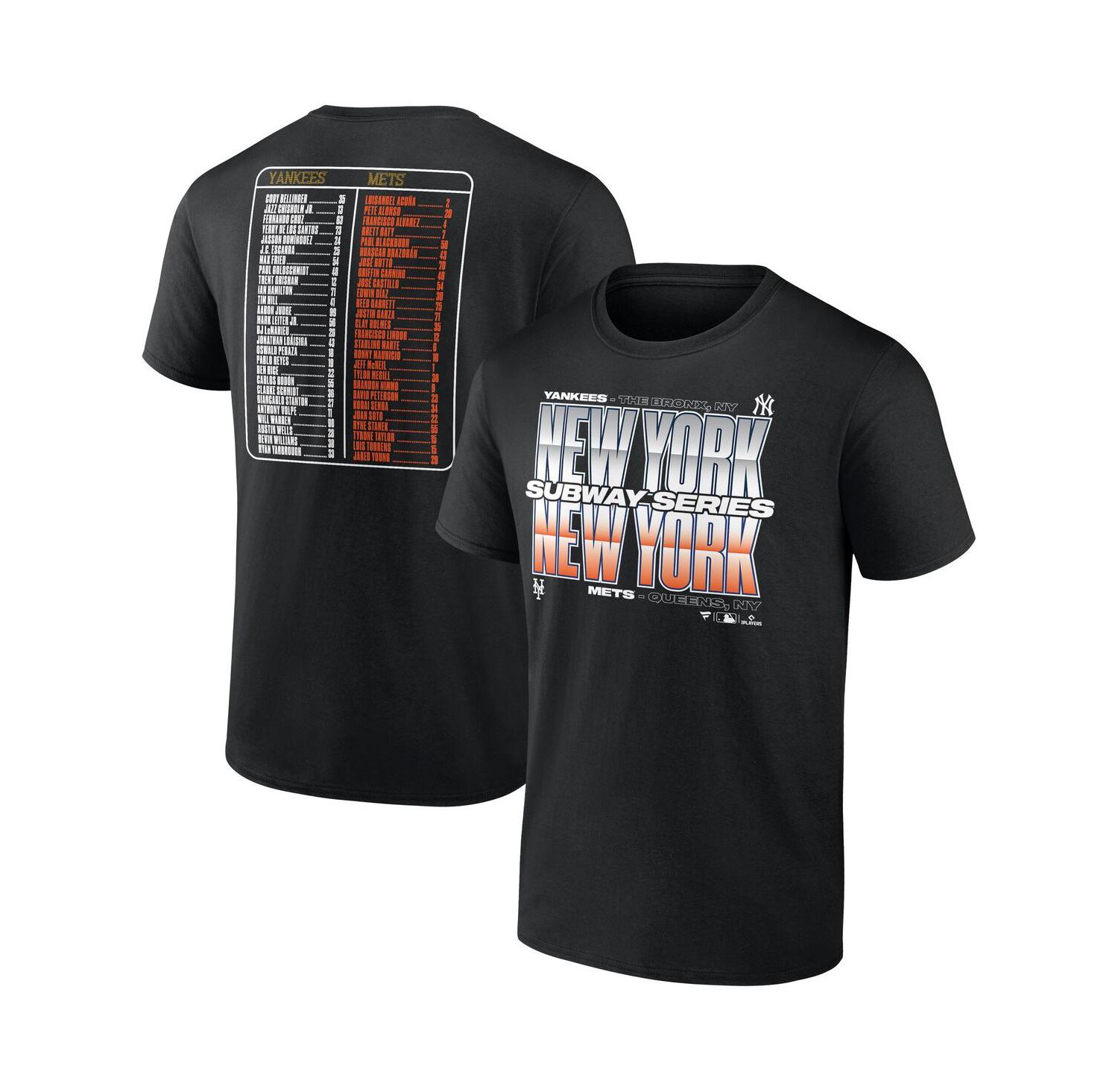 Men's Black New York Yankees vs. New York Mets 2025 Subway Series Roster T-Shirt