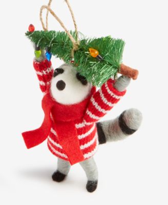 Tiny Tidings Tree-Toting Raccoon Fabric Ornament, Macy's Exclusive