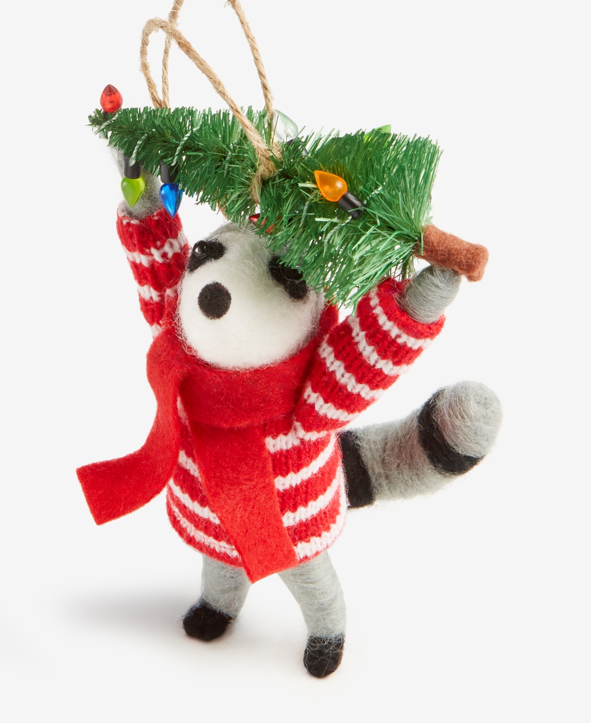 Holiday Lane Tiny Tidings Tree-toting Raccoon Fabric Ornament, Macy's Exclusive In Red