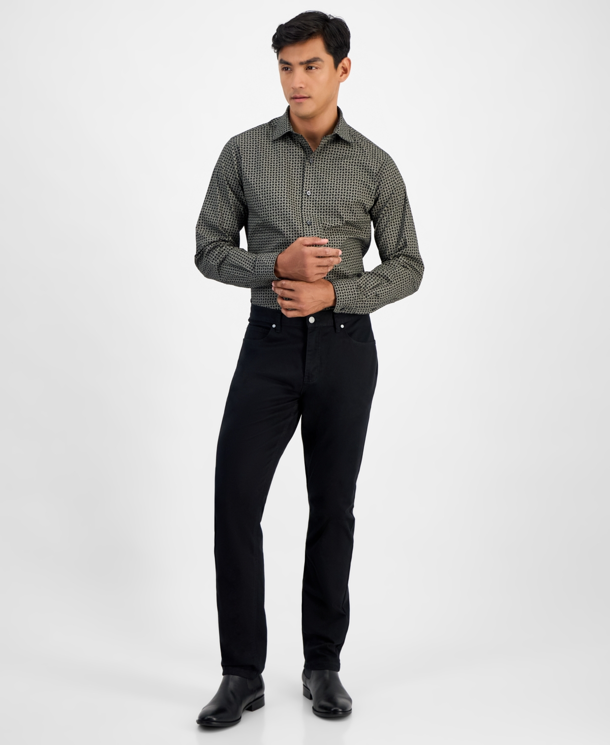 Alfani Men's Slim-Fit Geo-Print Dress Shirt, Macy's Exclusive