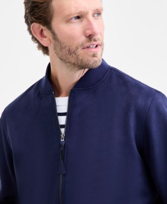 Men's Faux-Suede Baseball Collar Jacket, Macy's Exclusive