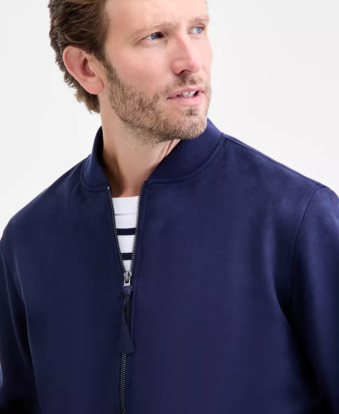 Men's Faux-Suede Baseball Collar Jacket - thumbnail 3