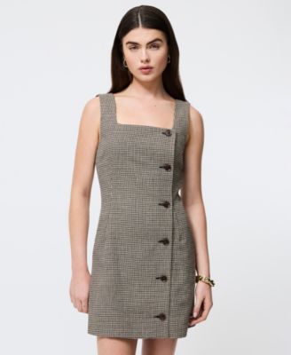 Women's Houndstooth Square-Neck Mini Dress
