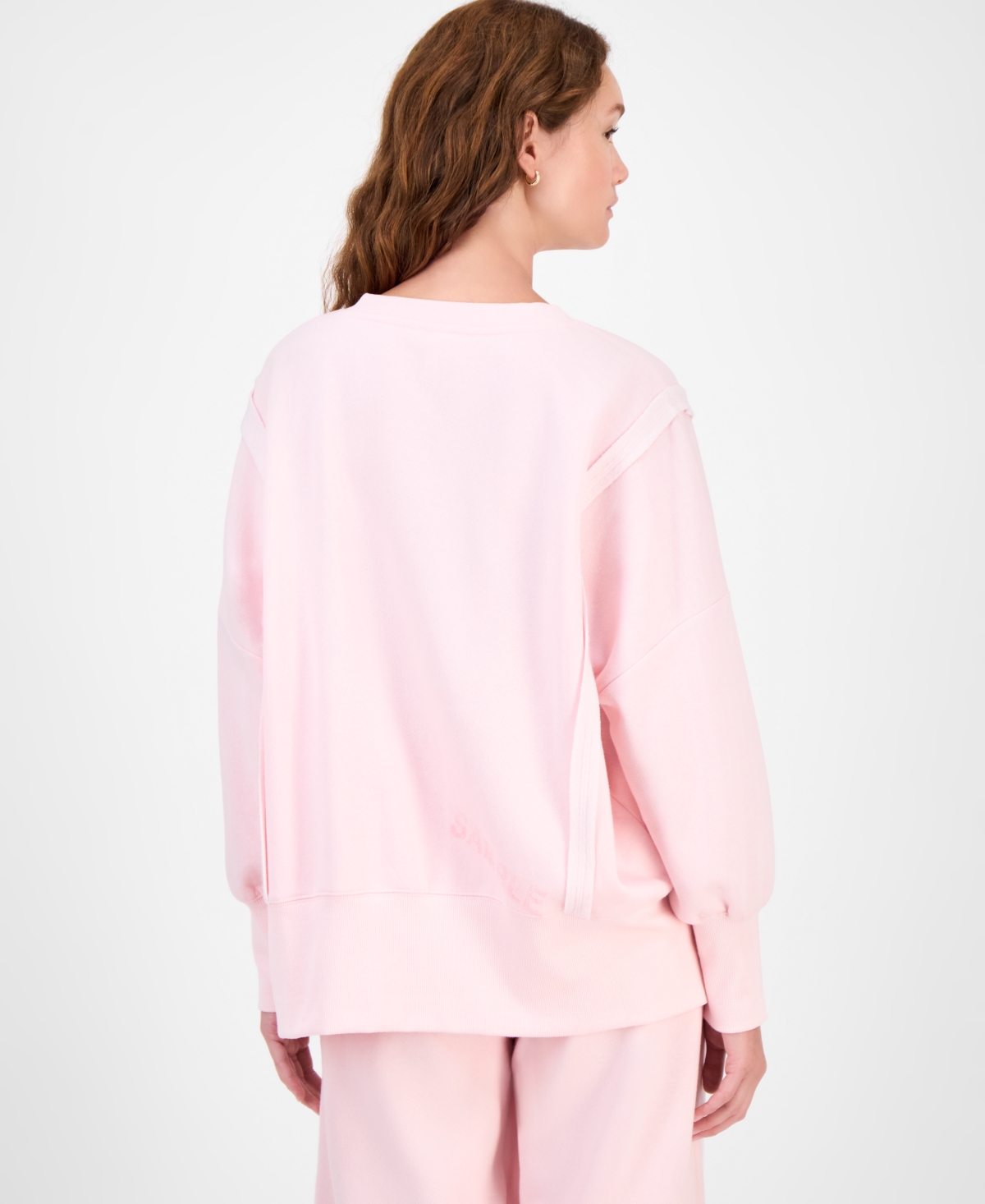 Planet Heart Planet Gold Juniors' Oversized Graphic-print Sweatshirt In Pink