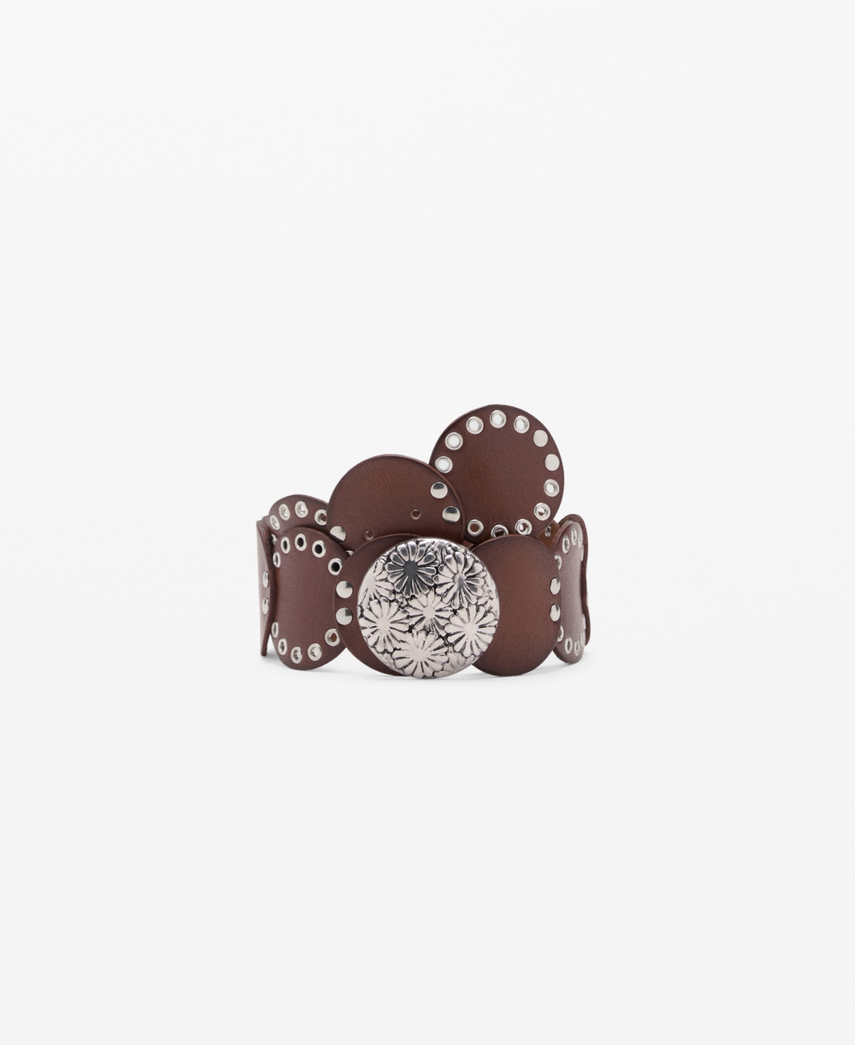 Women's Studded Leather Belt - Brown