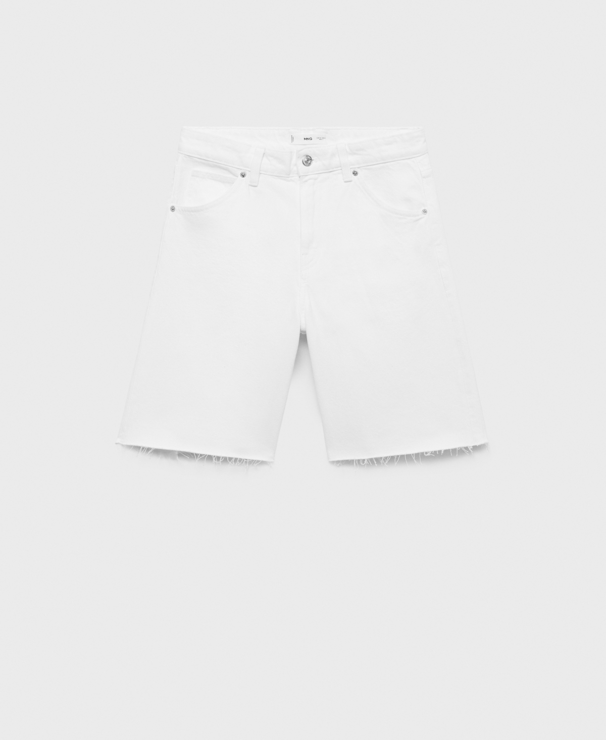 Mango Women's Frayed Hem Denim Shorts In White