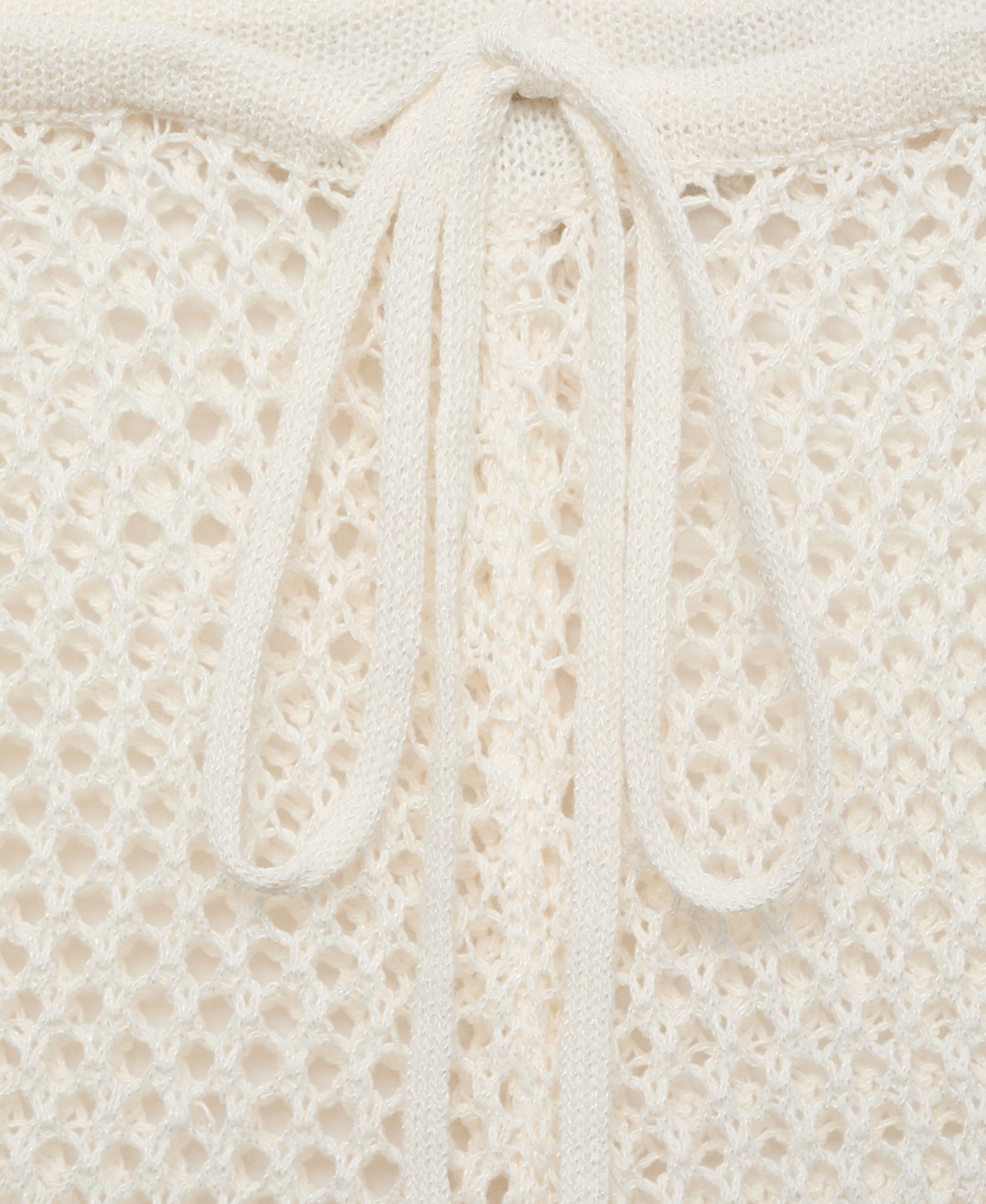 Mango Open Stitch Flare Drawstring Pants In White