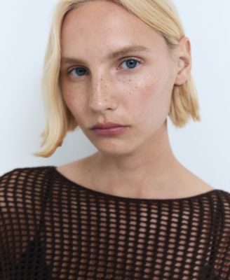 Women's Long-Sleeved Crochet Sweater