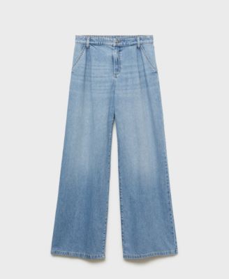 Women's Wide Leg Pleated Jeans
